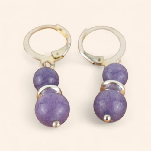 Boucles d'oreilles en pierres naturelles Angélite pourpre  Boucles d'Oreilles Jethyka