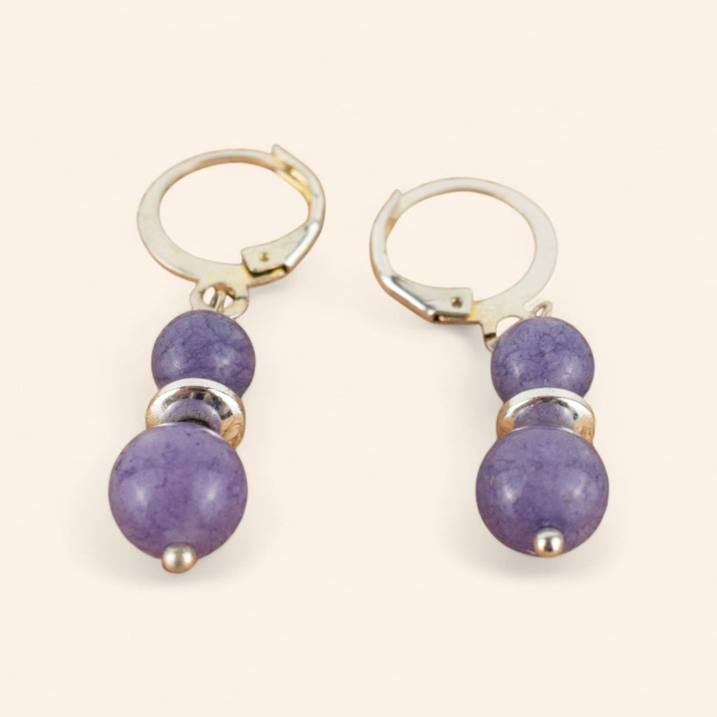 Boucles d'oreilles en pierres naturelles Angélite pourpre  Boucles d'Oreilles Jethyka