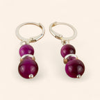 Boucles d'oreilles Œil de Tigre Rose  Boucles d'Oreilles Jethyka