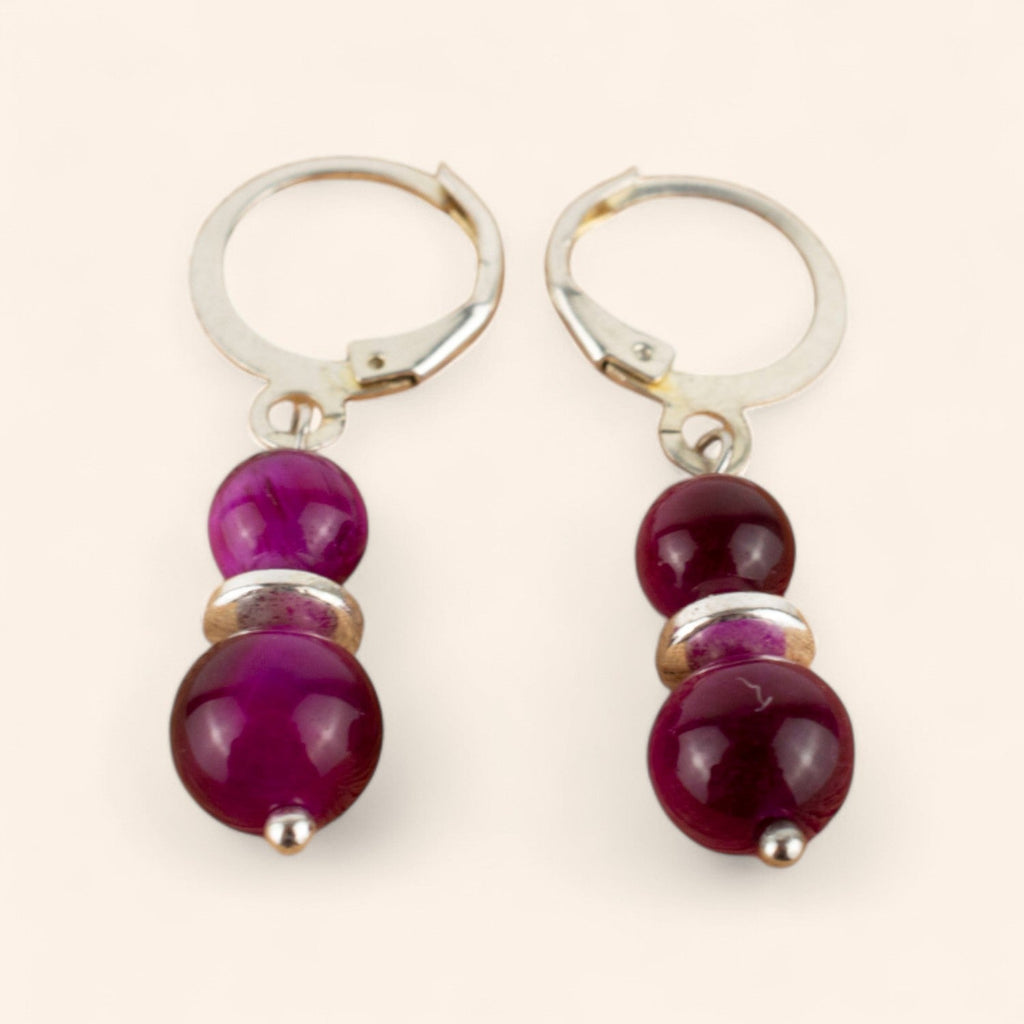 Boucles d'oreilles Œil de Tigre Rose  Boucles d'Oreilles Jethyka