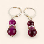 Boucles d'oreilles Œil de Tigre Rose  Boucles d'Oreilles Jethyka