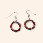 Boucles étoile hématite et perles cristal rouges  Boucles d'Oreilles Jethyka