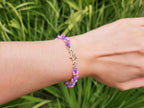 Bracelet en perles rocailles camaïeu violet et étoiles en métal argenté  Bracelet Jethyka