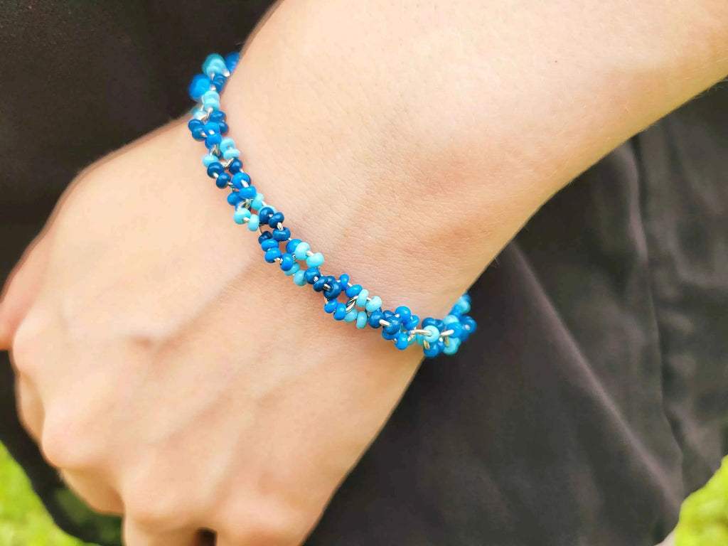 Bracelet perles rocailles Camaïeu Bleu