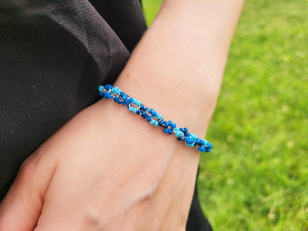 Bracelet en perles rocailles camaïeu bleu  Bracelet Jethyka