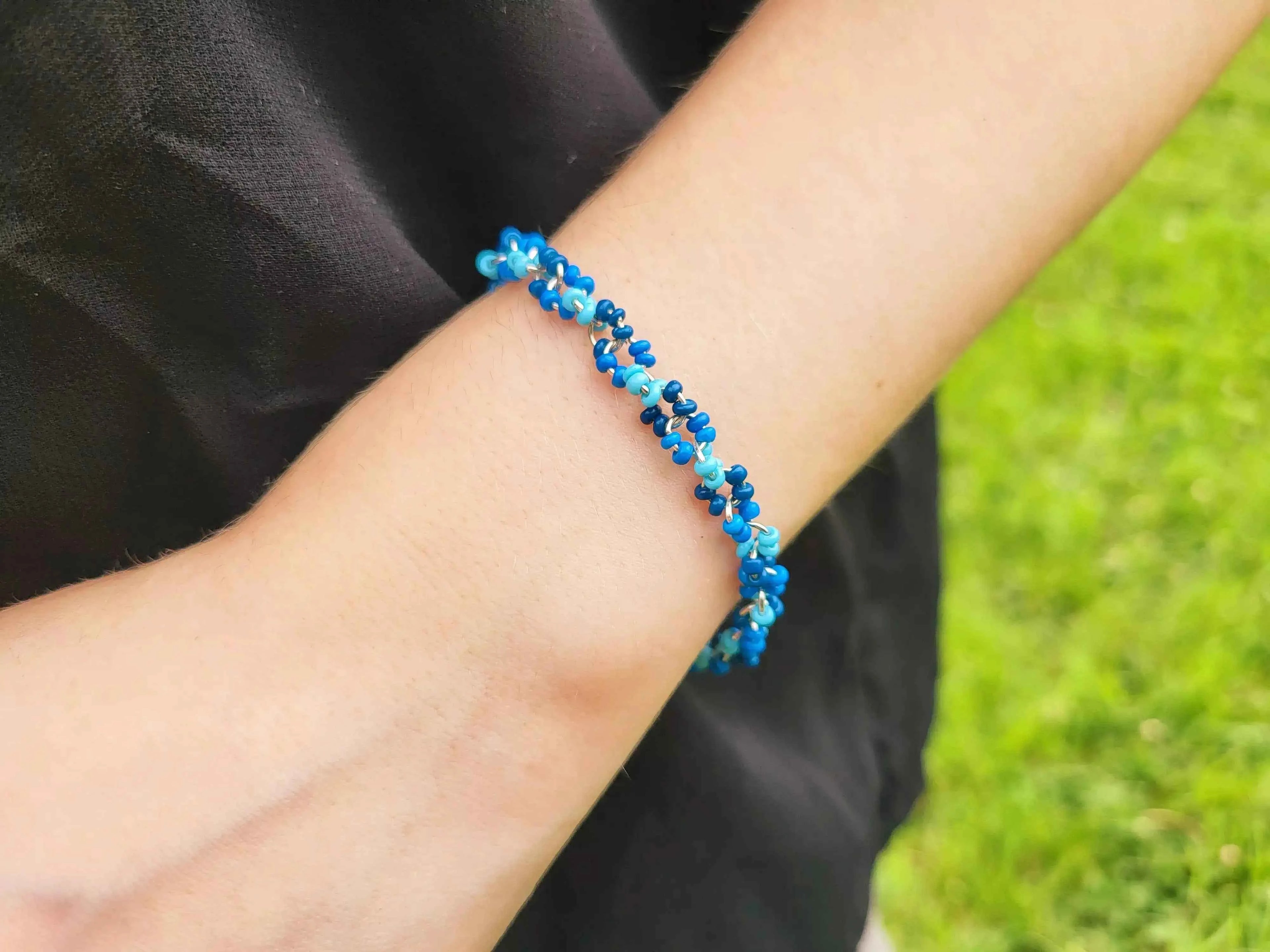 Bracelet perles rocailles Camaïeu Bleu