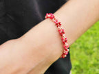 Bracelet perles rocailles Camaïeu Rouge