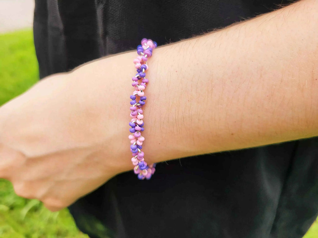 Bracelet perles rocailles Camaïeu Violet