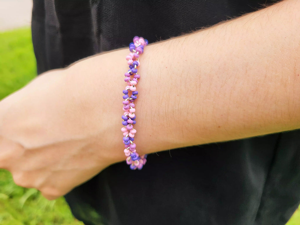 Bracelet en perles rocailles camaïeu violet et parme  Bracelet Jethyka