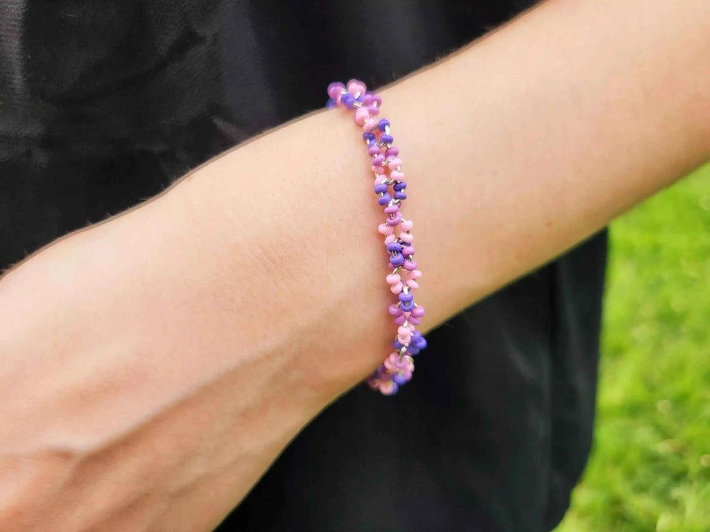 Bracelet perles rocailles Camaïeu Violet
