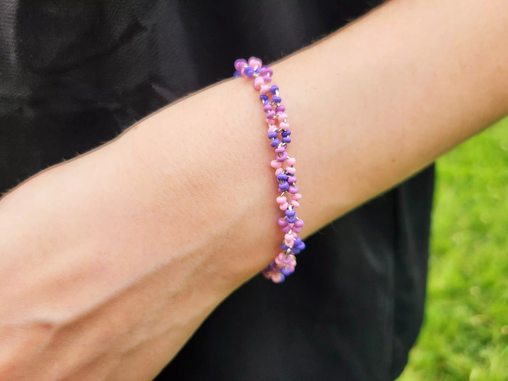 Bracelet en perles rocailles camaïeu violet et parme  Bracelet Jethyka