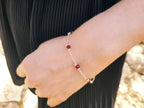 Bracelet Chaîne Argentée avec Perles Cristal Rose Framboise  Bracelet Jethyka