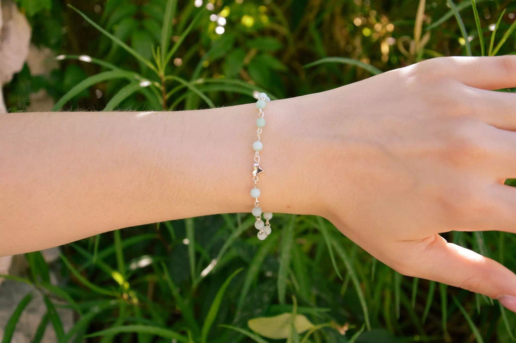 Bracelet plaqué argent coeur et Amazonite  Bracelet Jethyka