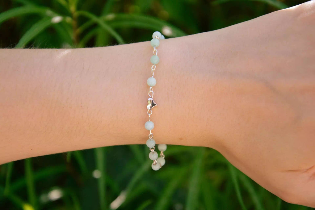 Bracelet plaqué argent coeur et Amazonite  Bracelet Jethyka