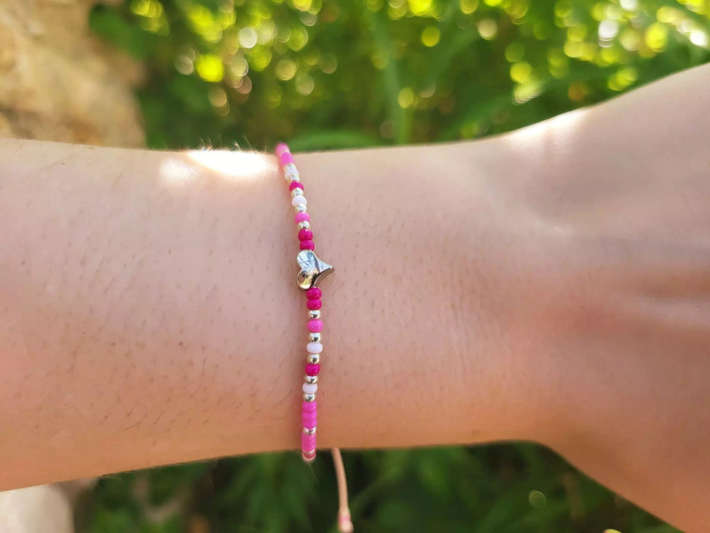 Bracelet coeur et perles rocailles roses  Bracelet Jethyka
