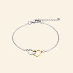 Bracelet Cœur entrelacés bicolore chaîne argentée