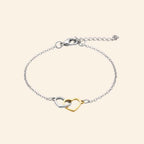 Bracelet Cœur entrelacés bicolore chaîne argentée