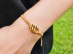 Bracelet Coquillage Cauris tigré macramé Camel