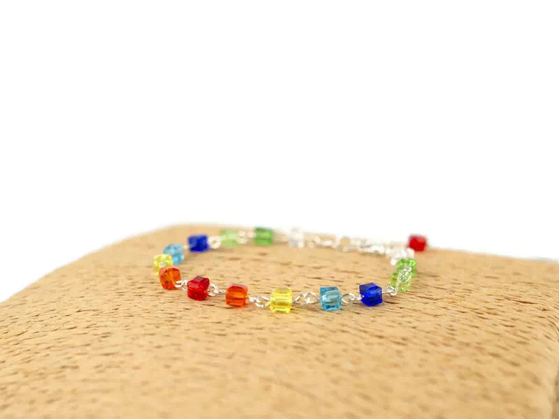 Bracelet Perles Cubes en Cristal Multicolores  Bracelet Jethyka