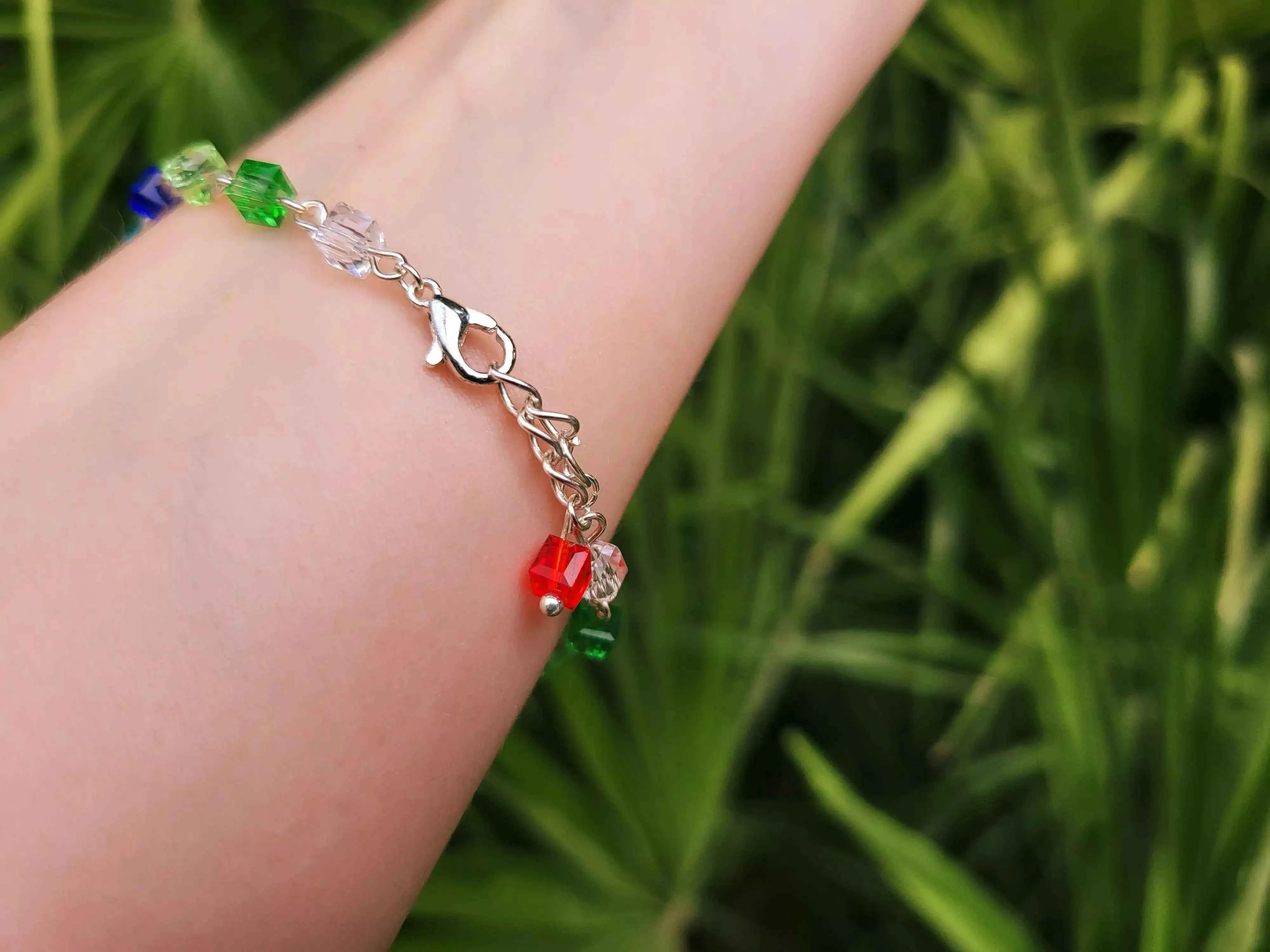 Bracelet perles cristal cubes Multicolores
