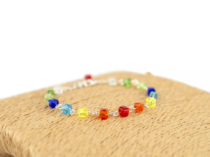 Bracelet Perles Cubes en Cristal Multicolores  Bracelet Jethyka