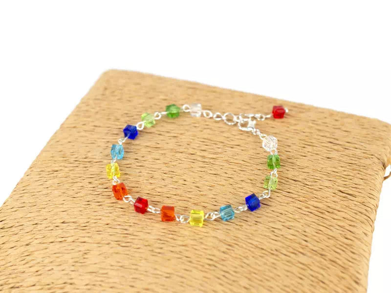 Bracelet Perles Cubes en Cristal Multicolores  Bracelet Jethyka