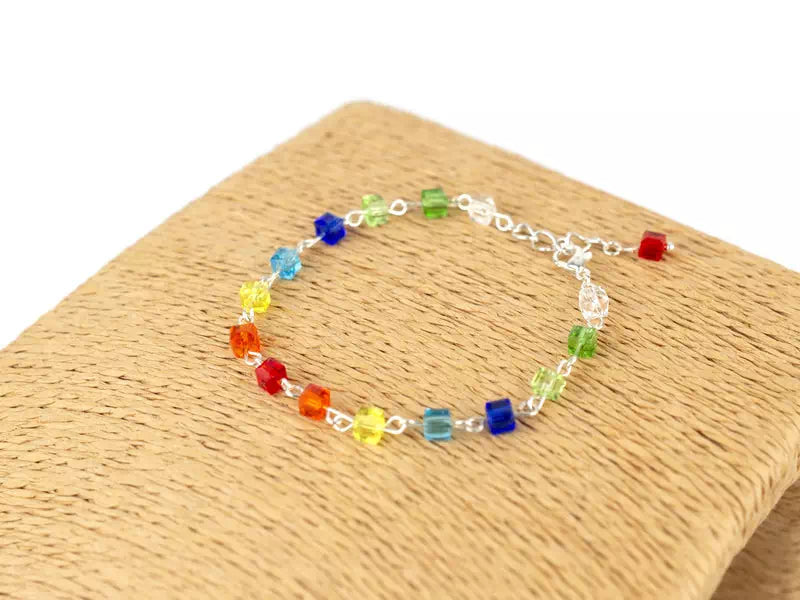 Bracelet Perles Cubes en Cristal Multicolores  Bracelet Jethyka