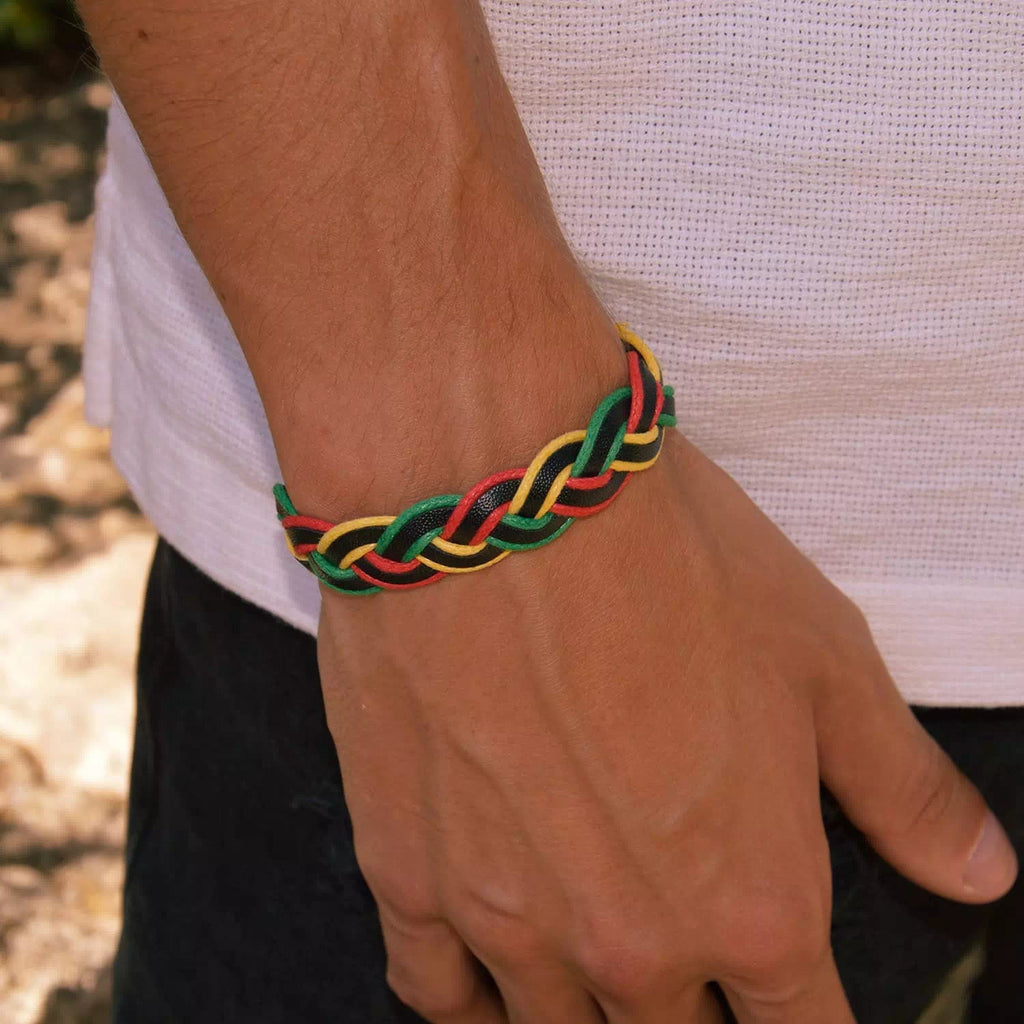 Bracelet tressé multicolore en cuir réglable  Bracelet Jethyka