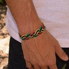 Bracelet tressé multicolore en cuir réglable  Bracelet Jethyka