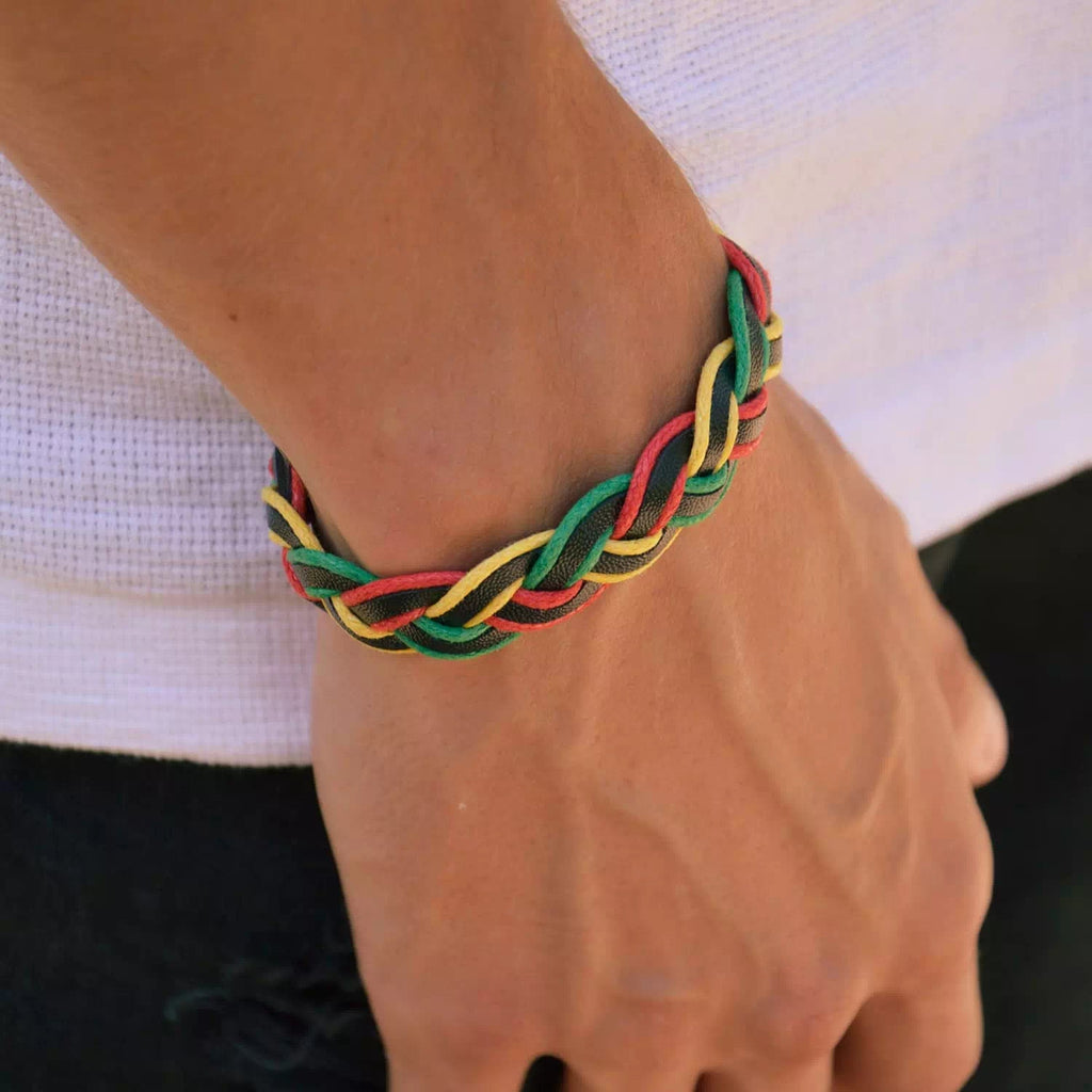 Bracelet tressé multicolore en cuir réglable  Bracelet Jethyka