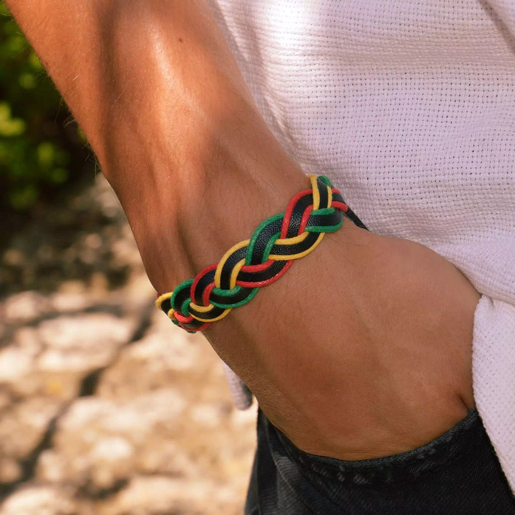 Bracelet tressé multicolore en cuir réglable  Bracelet Jethyka