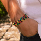 Bracelet tressé multicolore en cuir réglable  Bracelet Jethyka