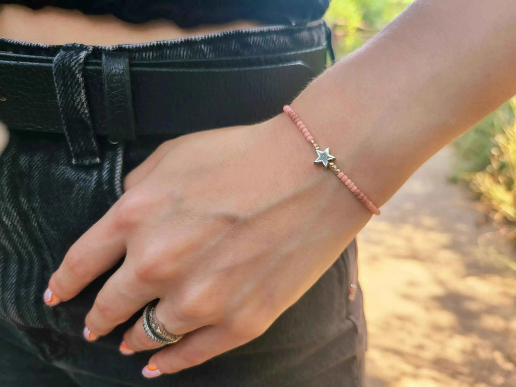 Bracelet Etoile perles rocailles Roses
