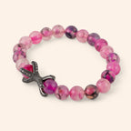 Bracelet Étreinte en Pierres Naturelles Agate Veine de Dragon Rose  Bracelet Jethyka