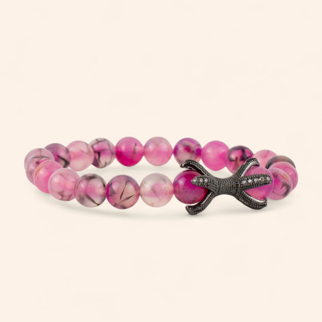 Bracelet Étreinte en Pierres Naturelles Agate Veine de Dragon Rose  Bracelet Jethyka