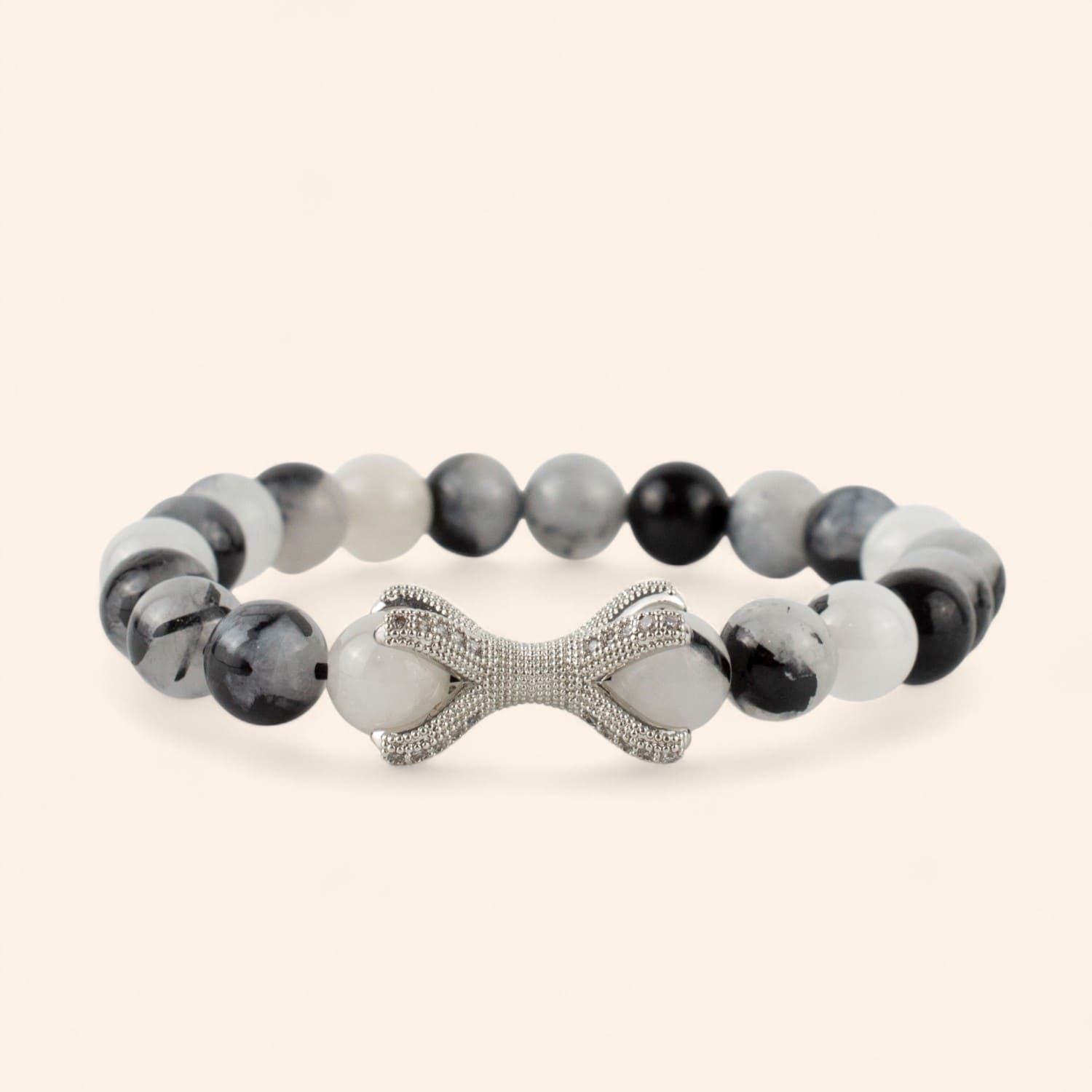 Bracelet Etreinte en pierres naturelles Quartz noir & blanc  Bracelet Jethyka