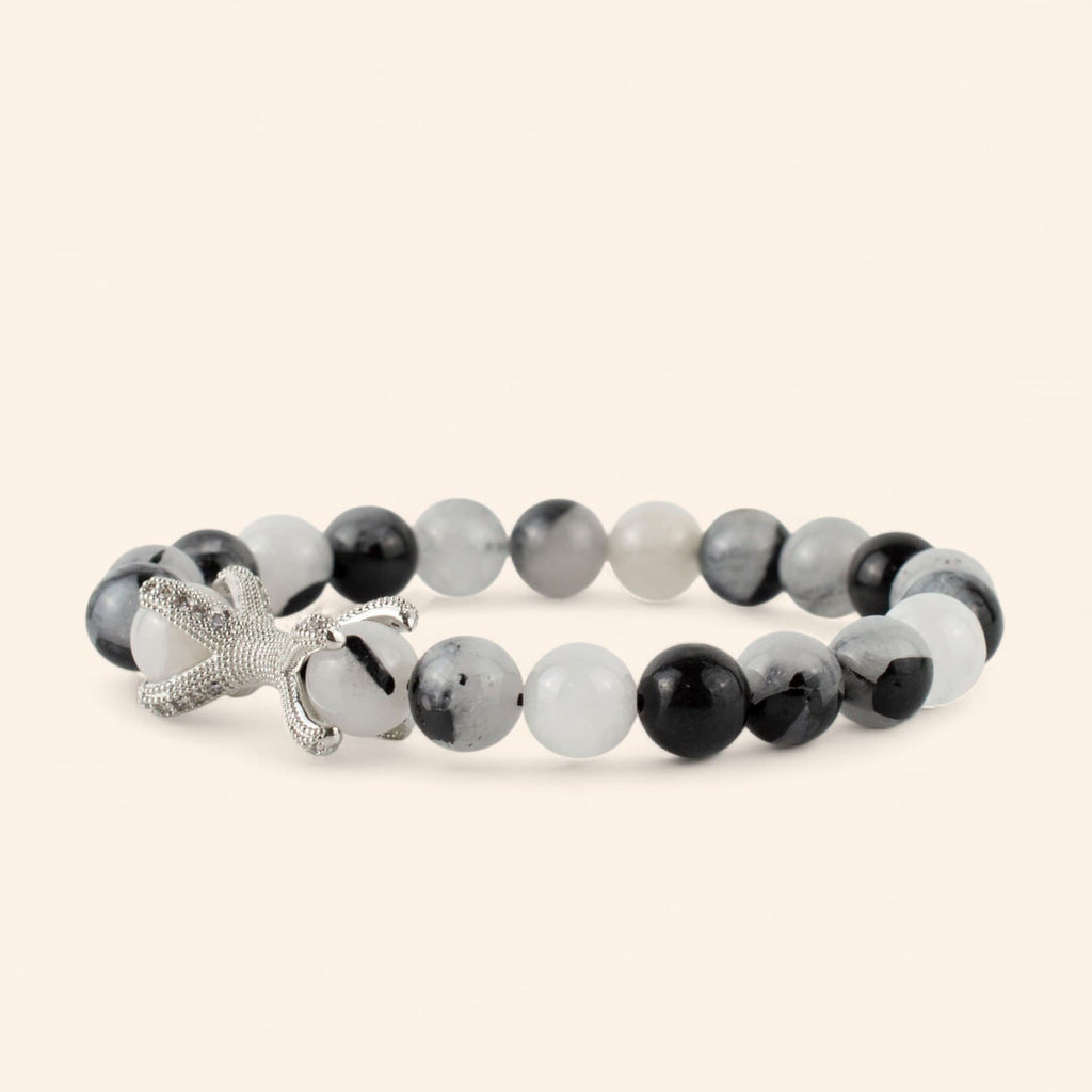 Bracelet Etreinte en pierres naturelles Quartz noir & blanc  Bracelet Jethyka