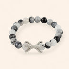 Bracelet Etreinte en pierres naturelles Quartz noir & blanc  Bracelet Jethyka