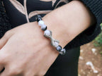 Bracelet Etreinte en pierres naturelles Quartz noir & blanc  Bracelet Jethyka