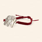Bracelet Macramé Rouge et Eléphant argenté  Bracelet Jethyka