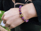 Bracelet en pierres naturelles Améthyste et perle tête de jaguar  Bracelet Jethyka