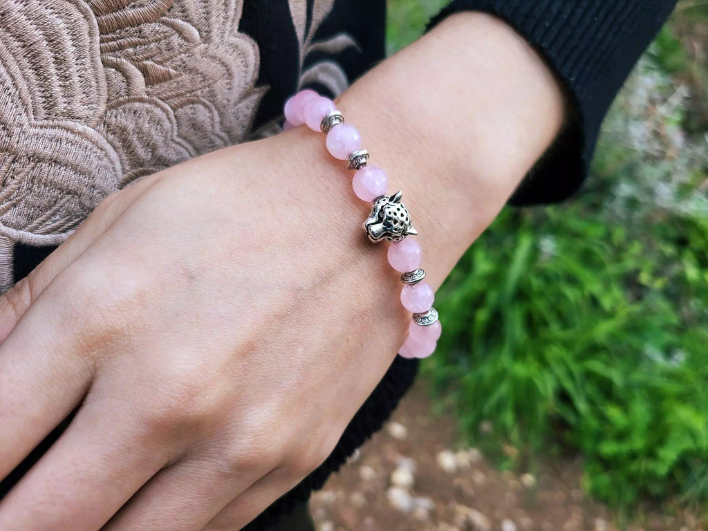 Bracelet Jaguar pierres naturelles Quartz Rose  Bracelet Jethyka