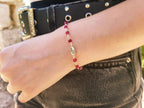 Bracelet perles cristal rose framboise et perle Love en métal argenté  Bracelet Jethyka