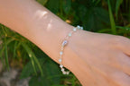 Bracelet en pierres naturelles Amazonite et perle Love en métal  Bracelet Jethyka