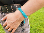 Bracelet macramé perles cristal Bleu azur