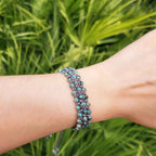 Bracelet macramé perles cristal Grises