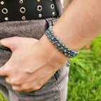 Bracelet macramé perles cristal Grises