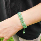 Bracelet macramé perles cristal Vert Pastel