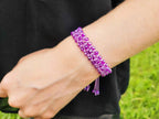 Bracelet macramé perles cristal Violettes