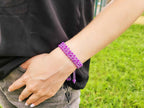 Bracelet macramé perles cristal Violettes